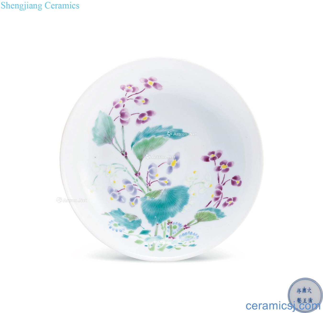 Qing yongzheng pastel bone plate Chinese flowering