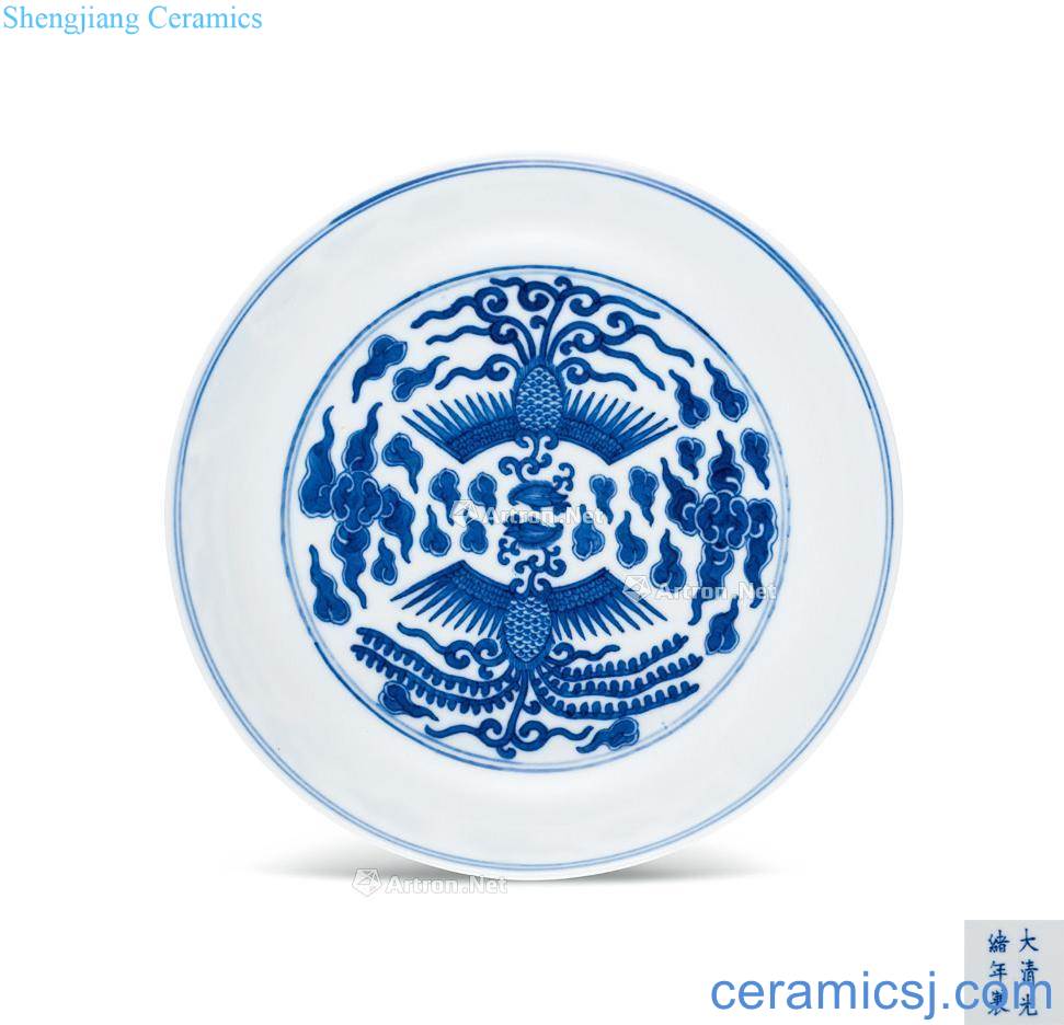 Qing guangxu Blue and white YunFeng tray