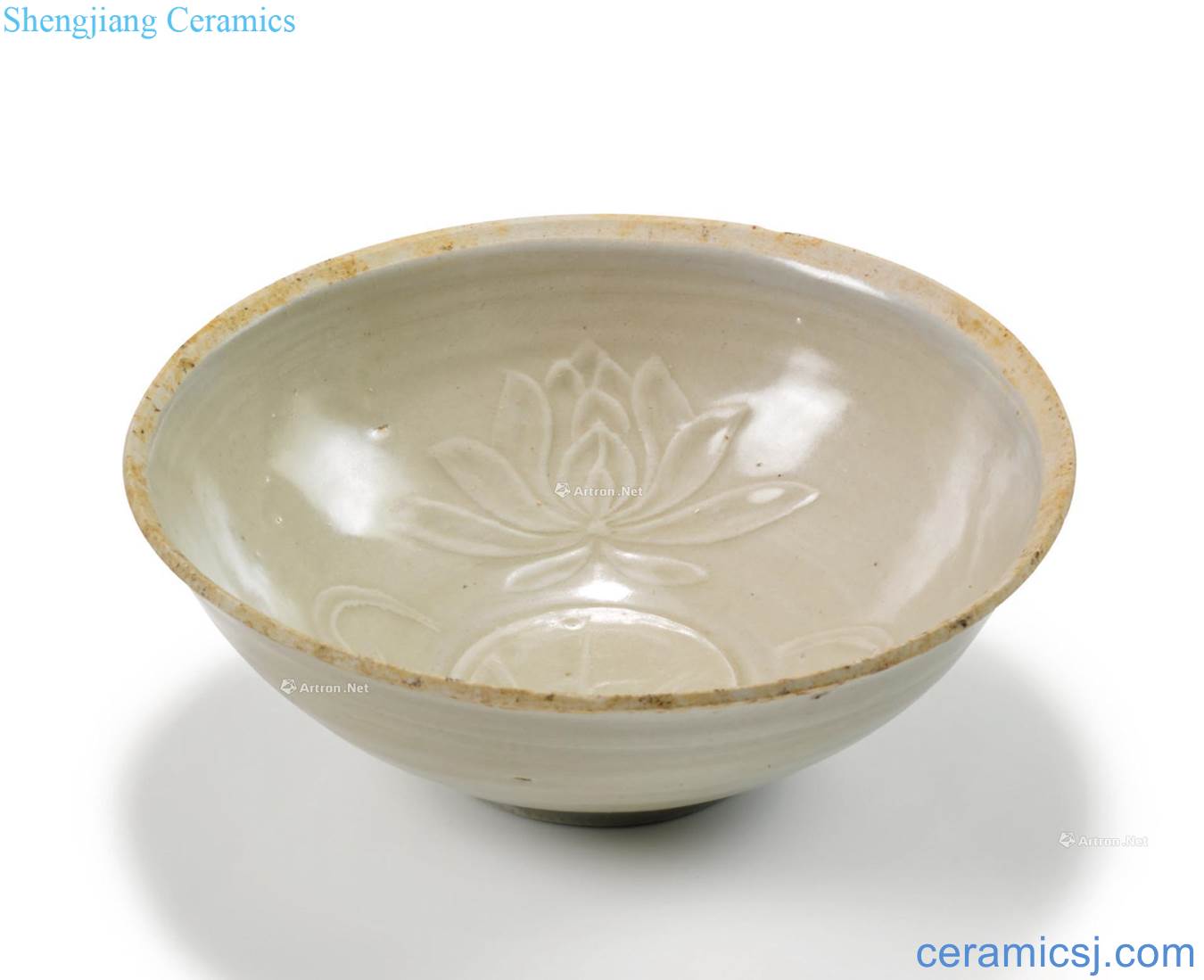 yuan Green printing craft lotus green-splashed bowls
