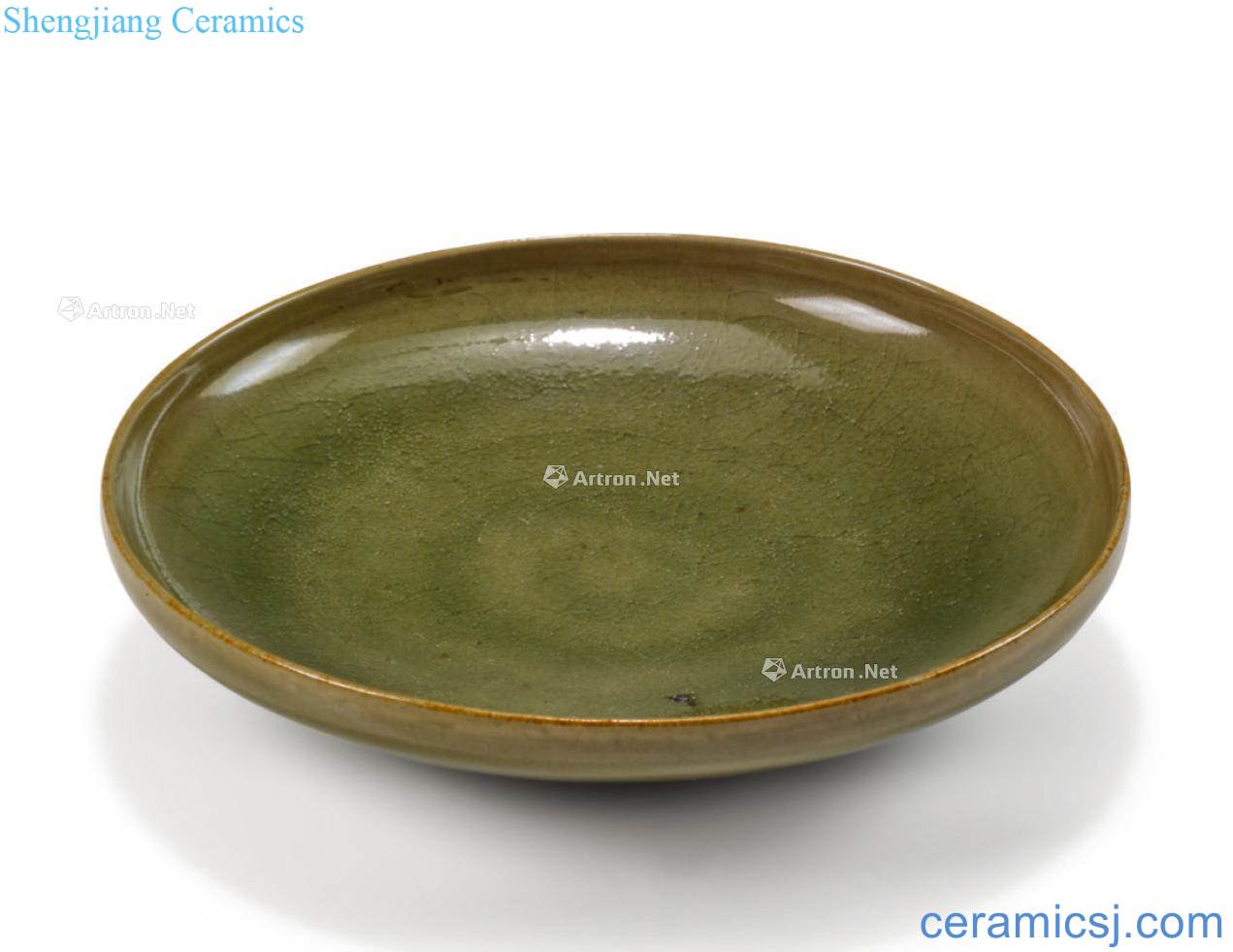 The song to gold Green glaze plate masterpieces