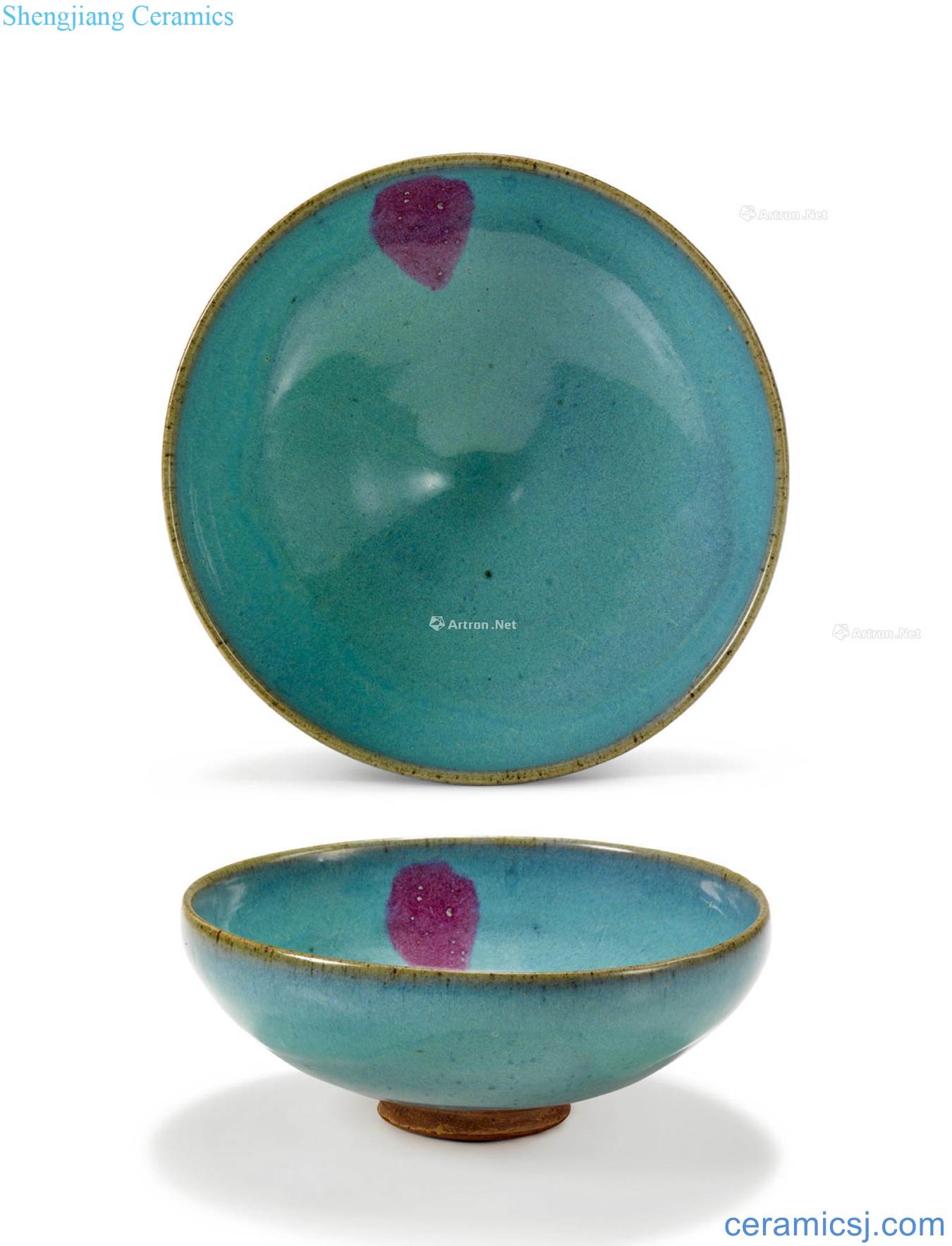 yuan Sky blue glaze masterpieces purple large bowl