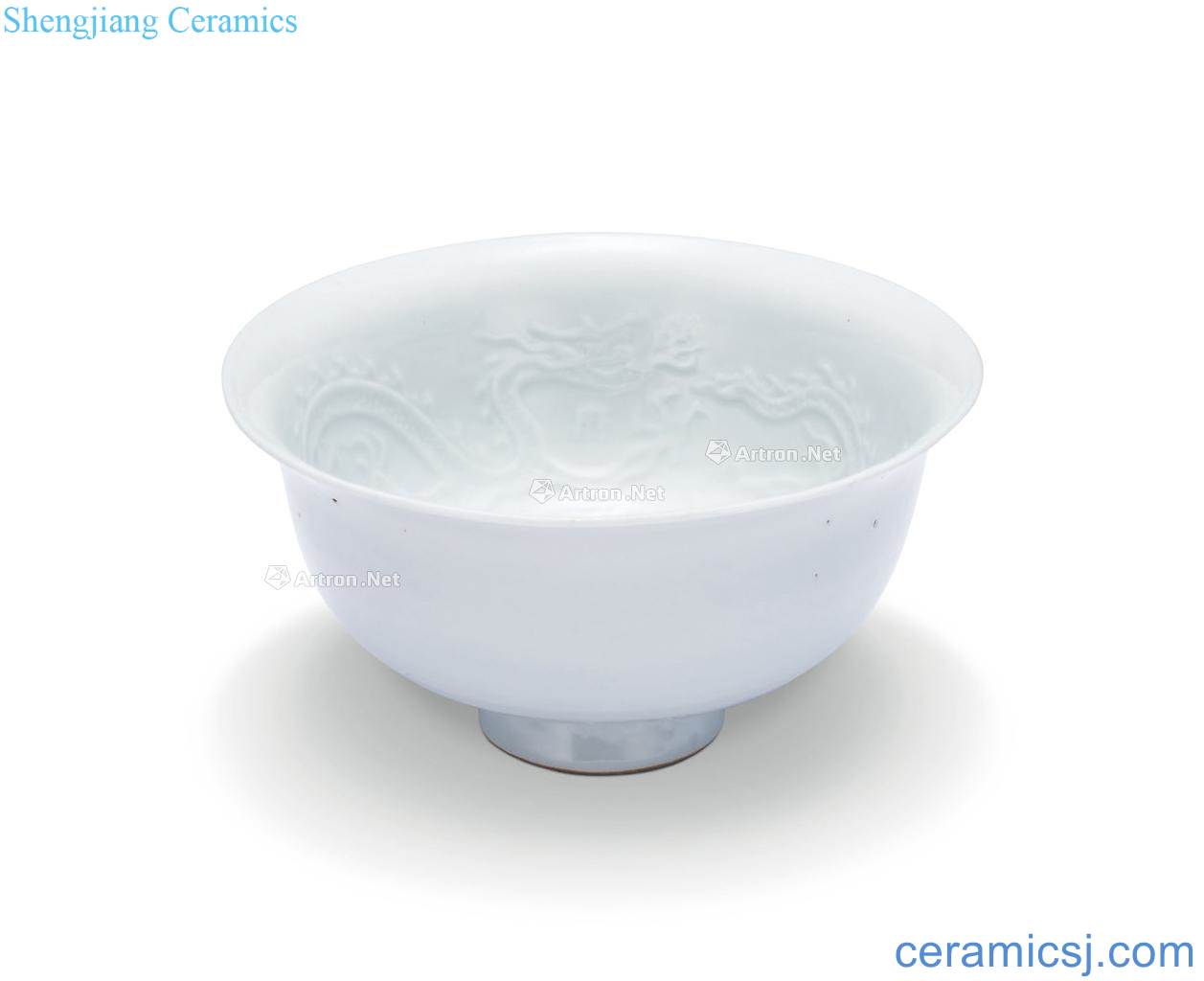 yuan Egg white glazed bowl of dragon pattern