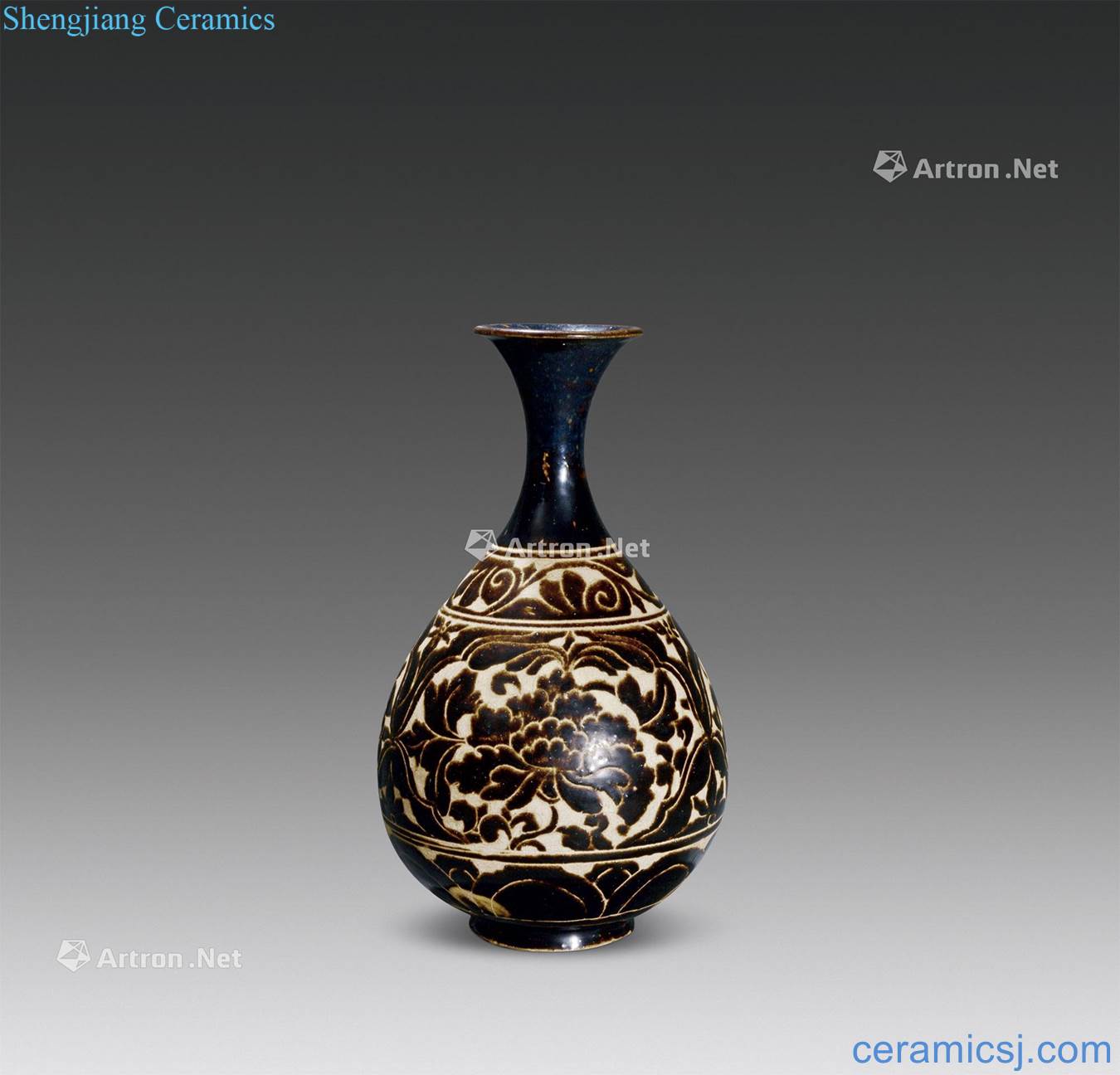 Ming The black glaze hand-cut okho spring