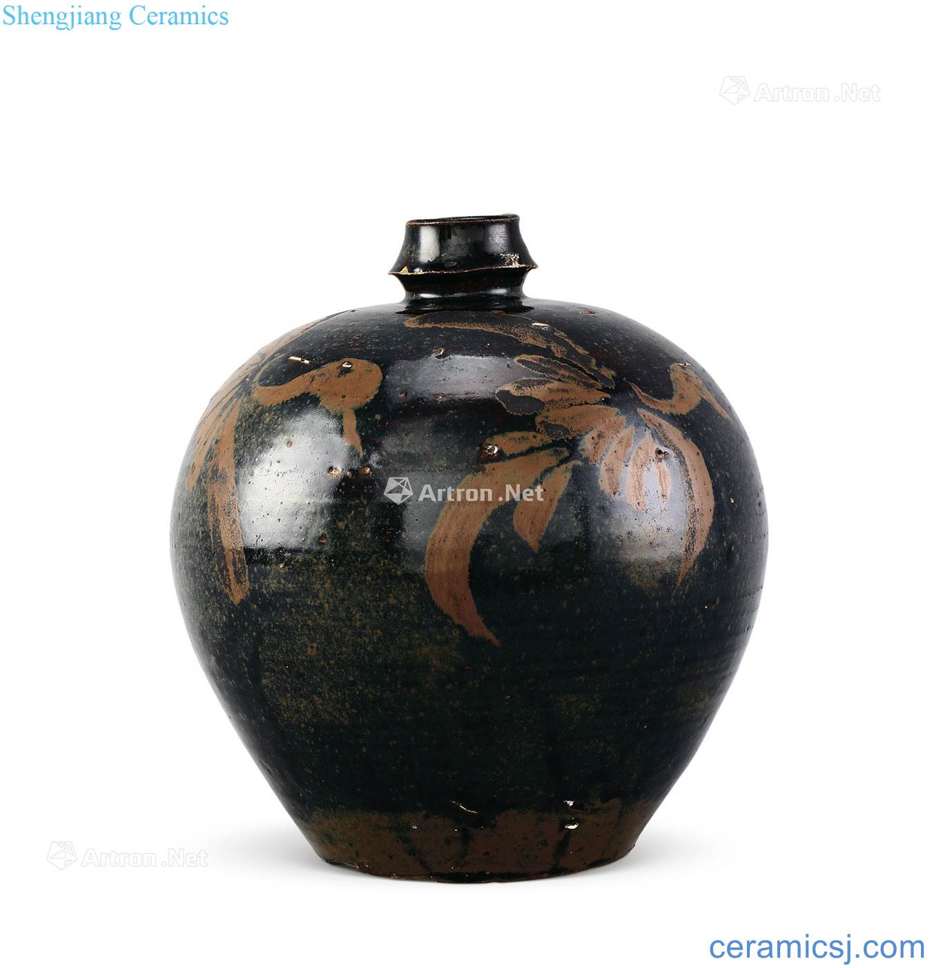 jinyuan Black glaze paste color peacock grain DuLu bottle