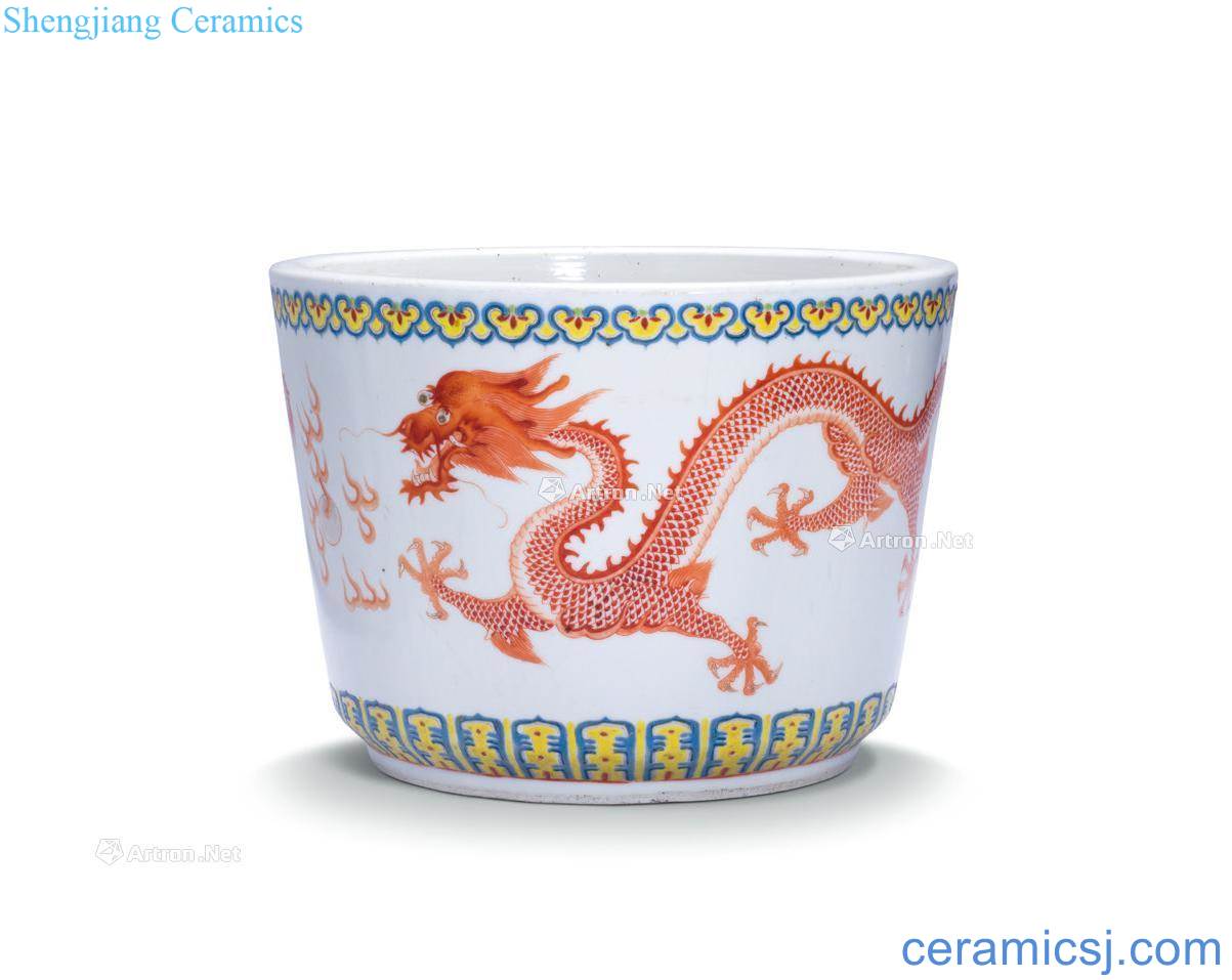 Qing catch beads 19th century dragon basin