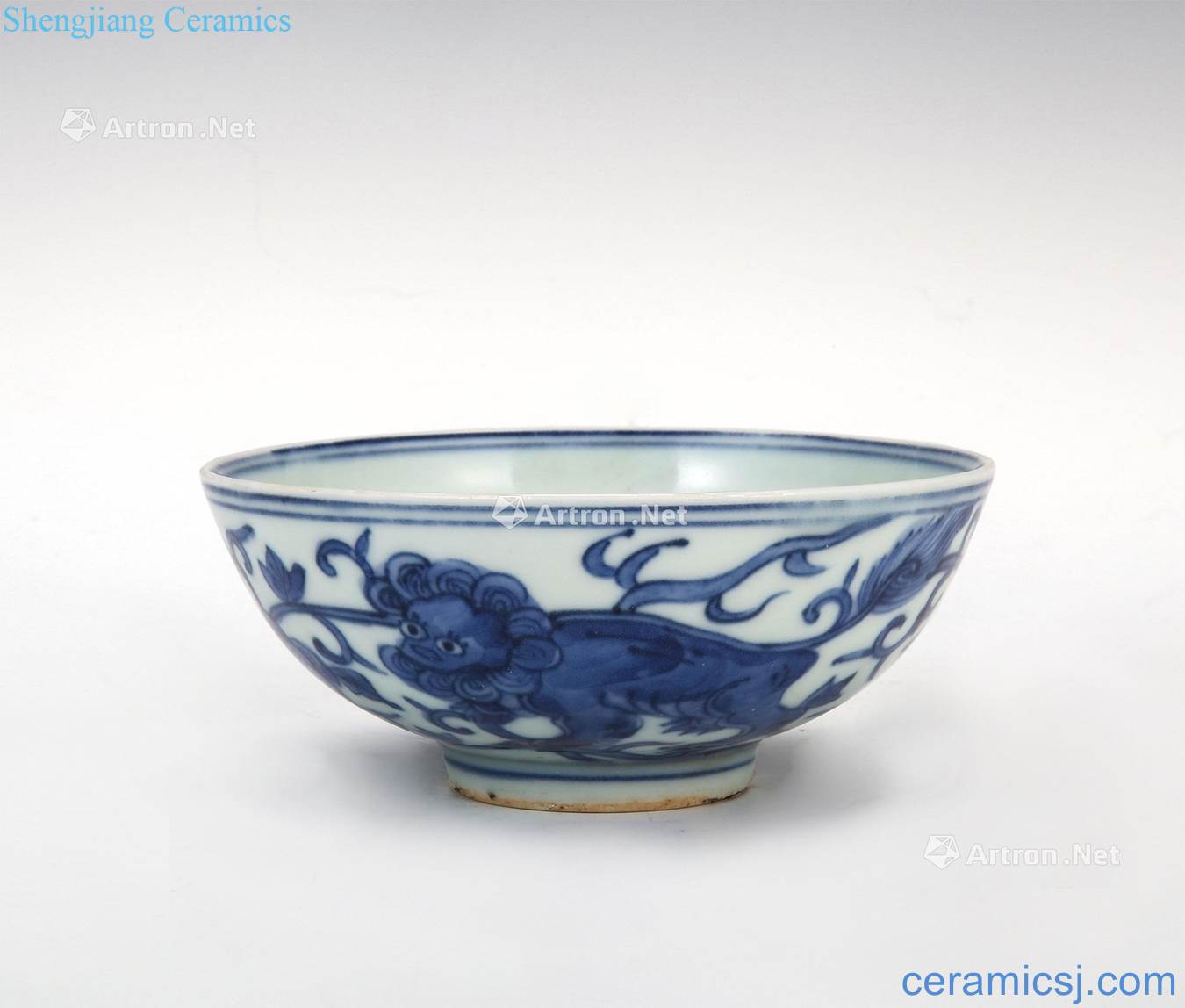 Ming wan very, Blue and white lion grain small bowl