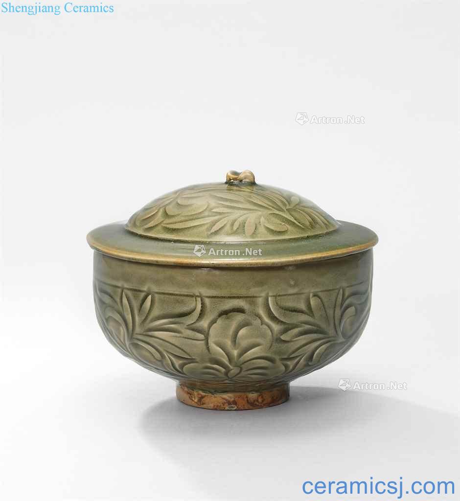 Northern song dynasty Yao state kiln carved lines cover 盌 flowers