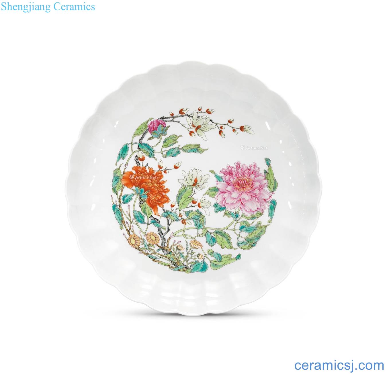 Qing yongzheng pastel CV 18 rich grain chrysanthemum disc plate