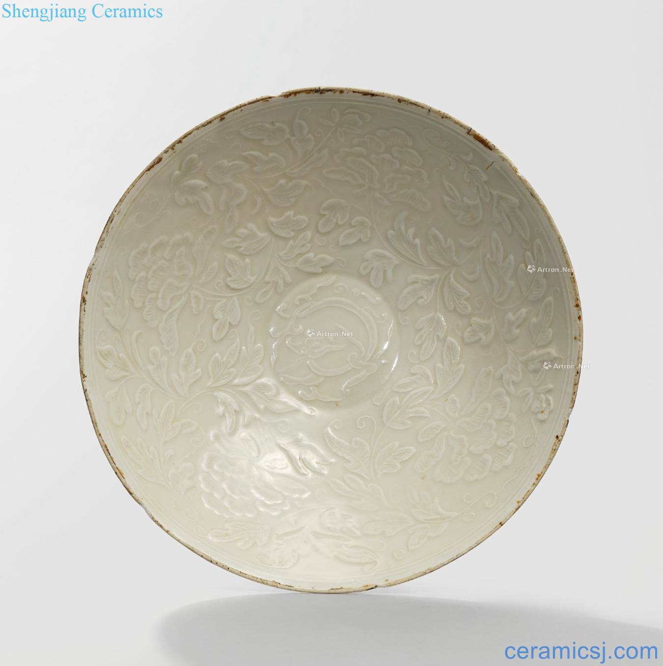 Northern song dynasty kiln printing/gold peony therefore dragon mouth bowl
