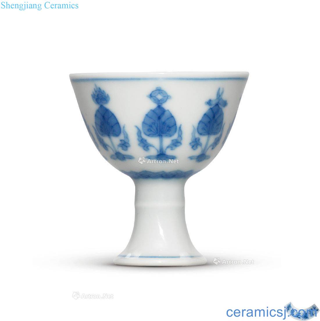 Qing yongzheng Blue and white sweet grain footed and small cup