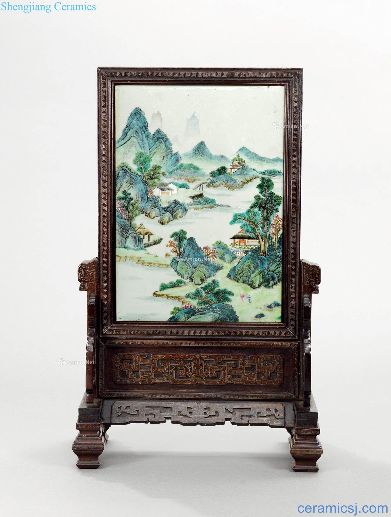 Qing dynasty in the 18th century screen pastel landscape character design