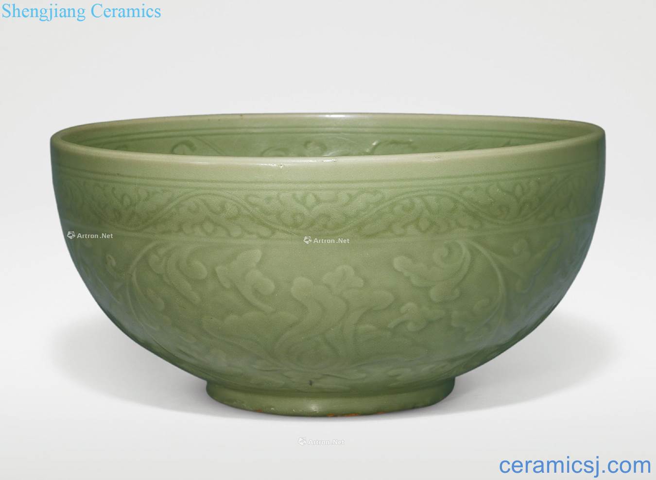 Ming Peony grains bowl of longquan green glaze