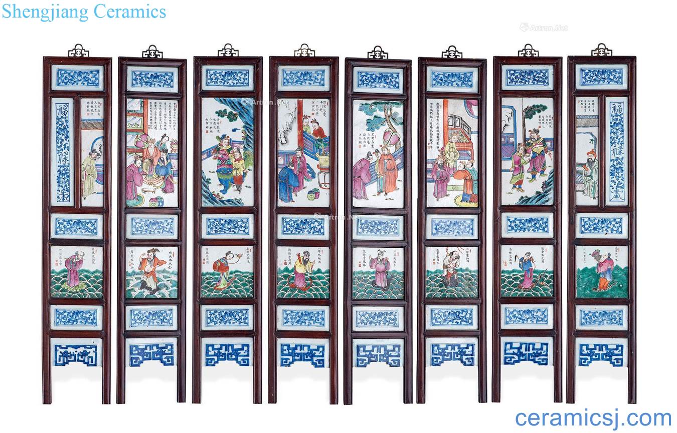 Qing porcelain enamel the eight immortals hanging screen (a)