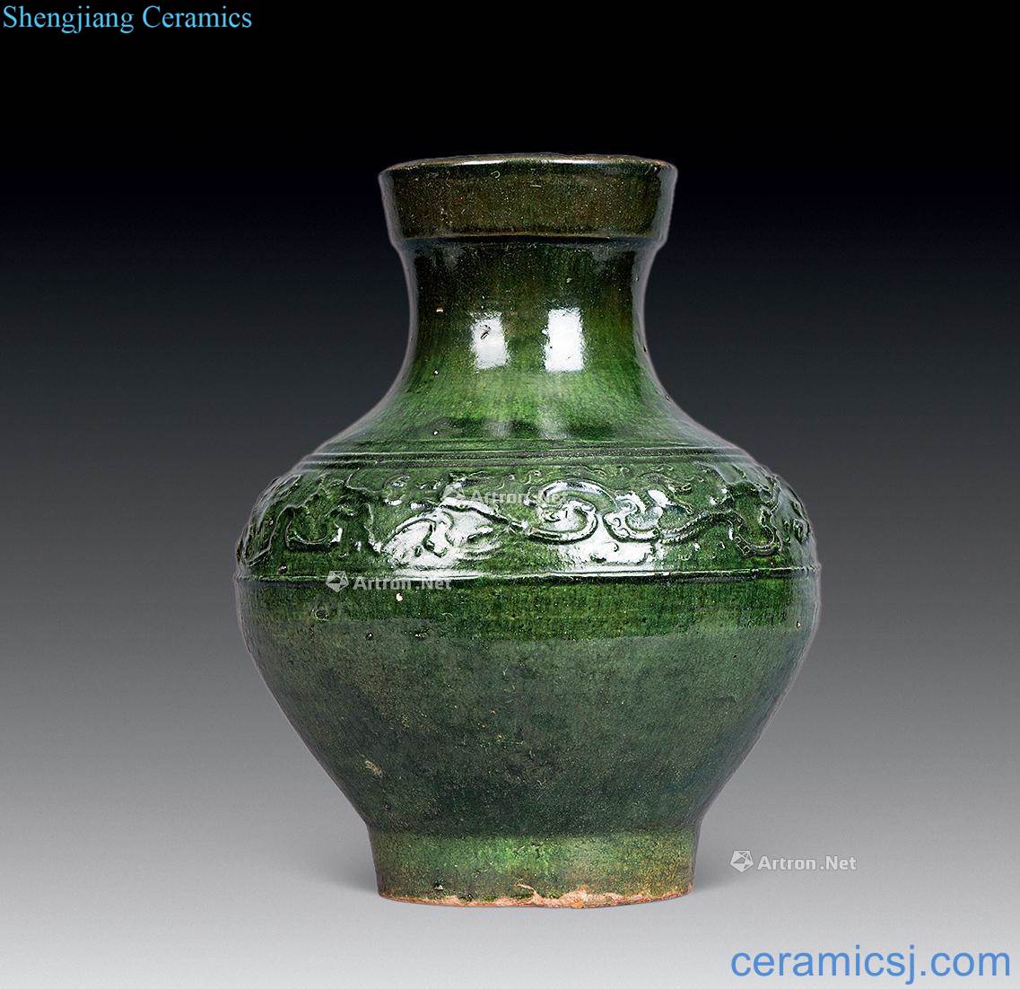 han Animals and green glaze dragon bottle