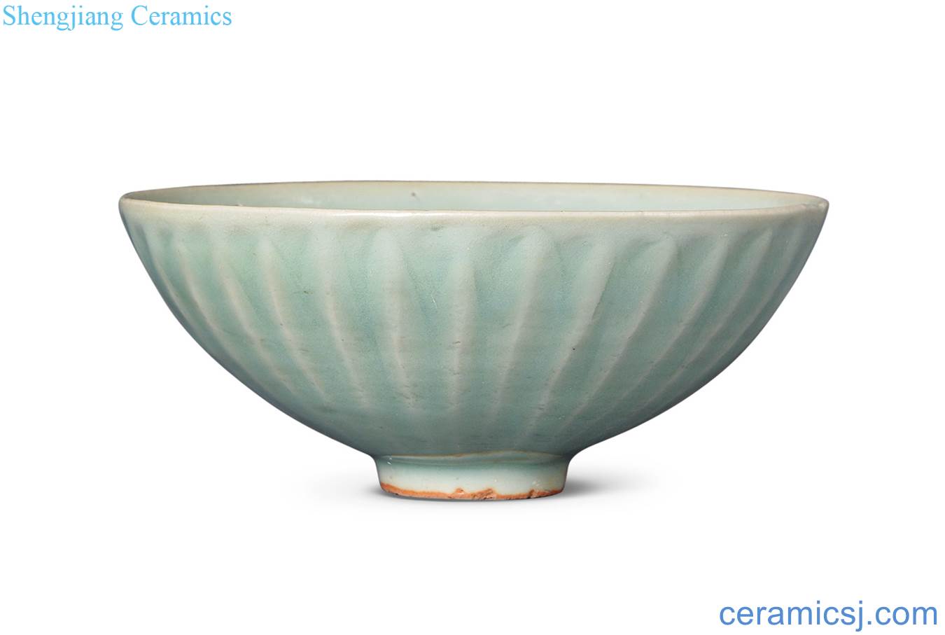 The song dynasty Longquan celadon green glaze lotus-shaped bowl