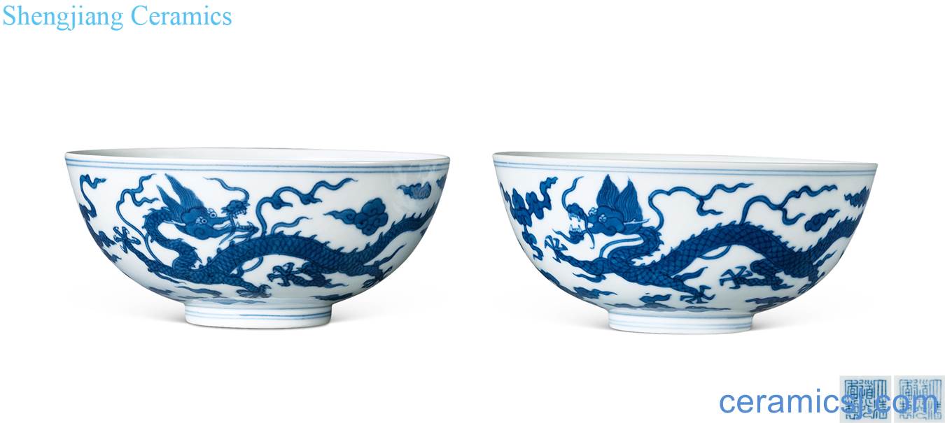 Qing daoguang Blue and white YunLongWen bowl (a)