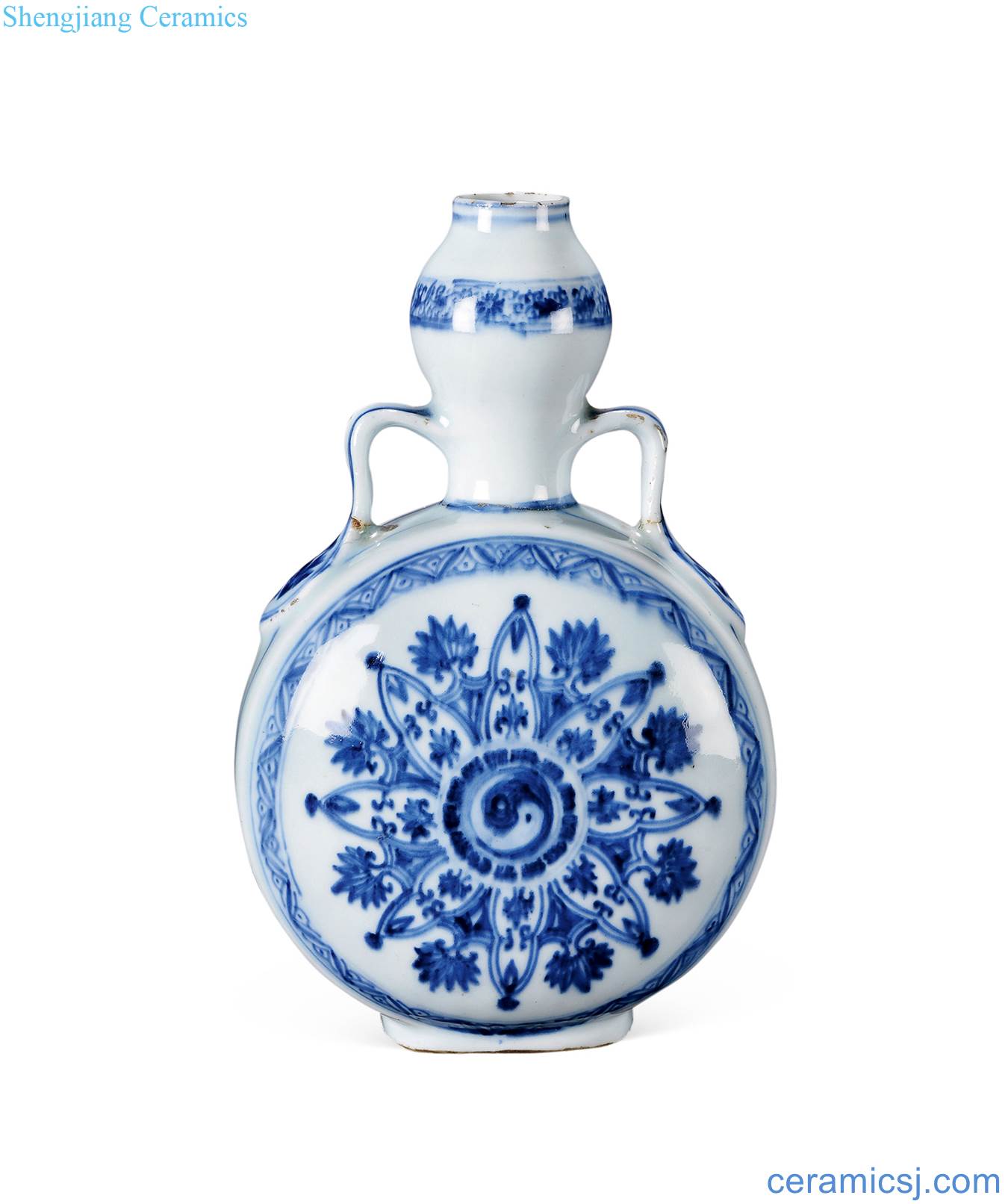 Qing yongzheng blue round flowers on bottle