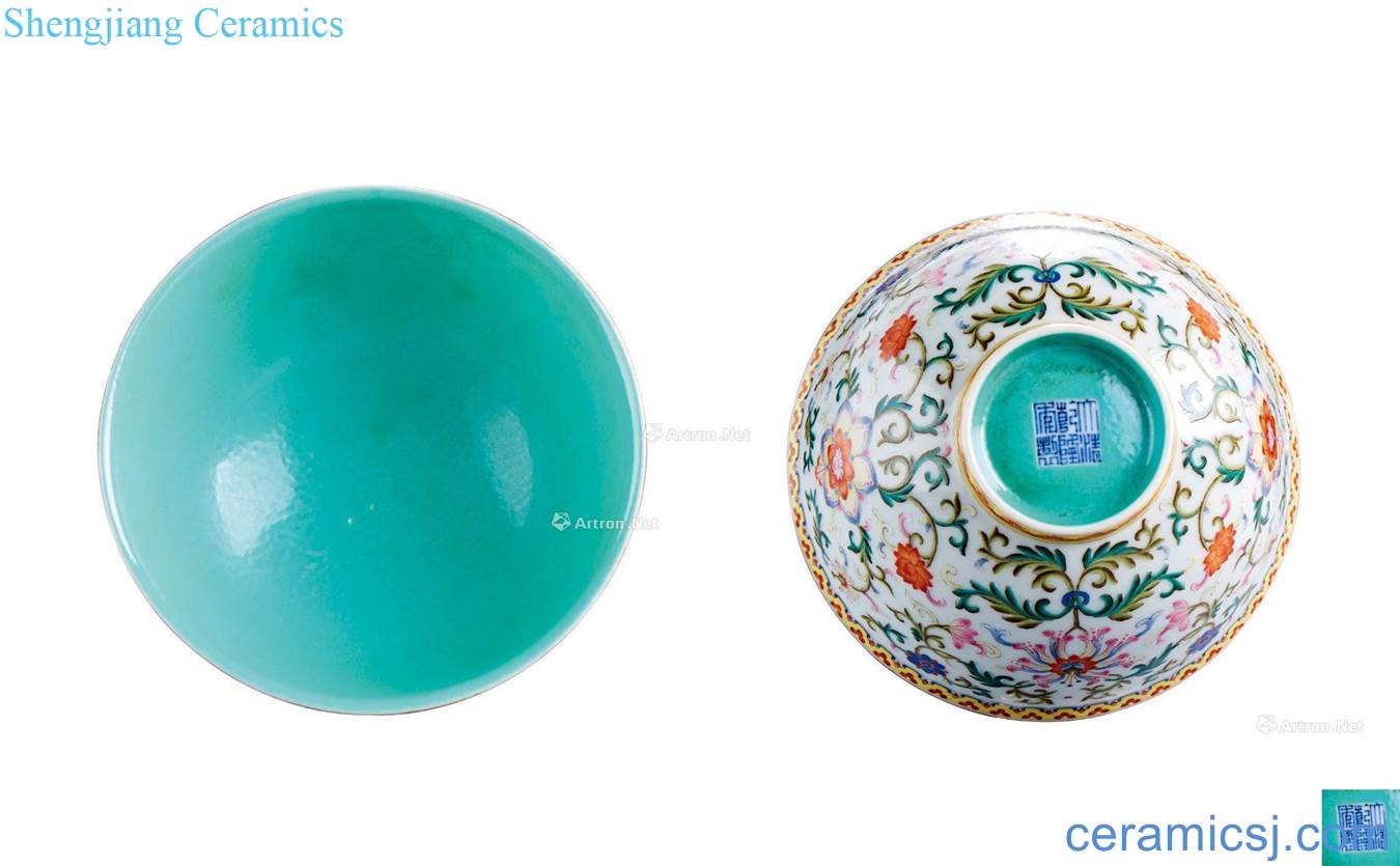 Qing qianlong pastel flowers "" treasure phase small bowl