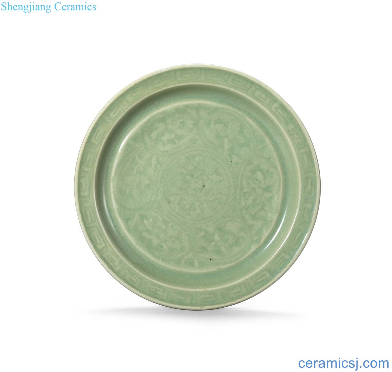 Ming hongwu Longquan celadon green glaze cut off along the disk