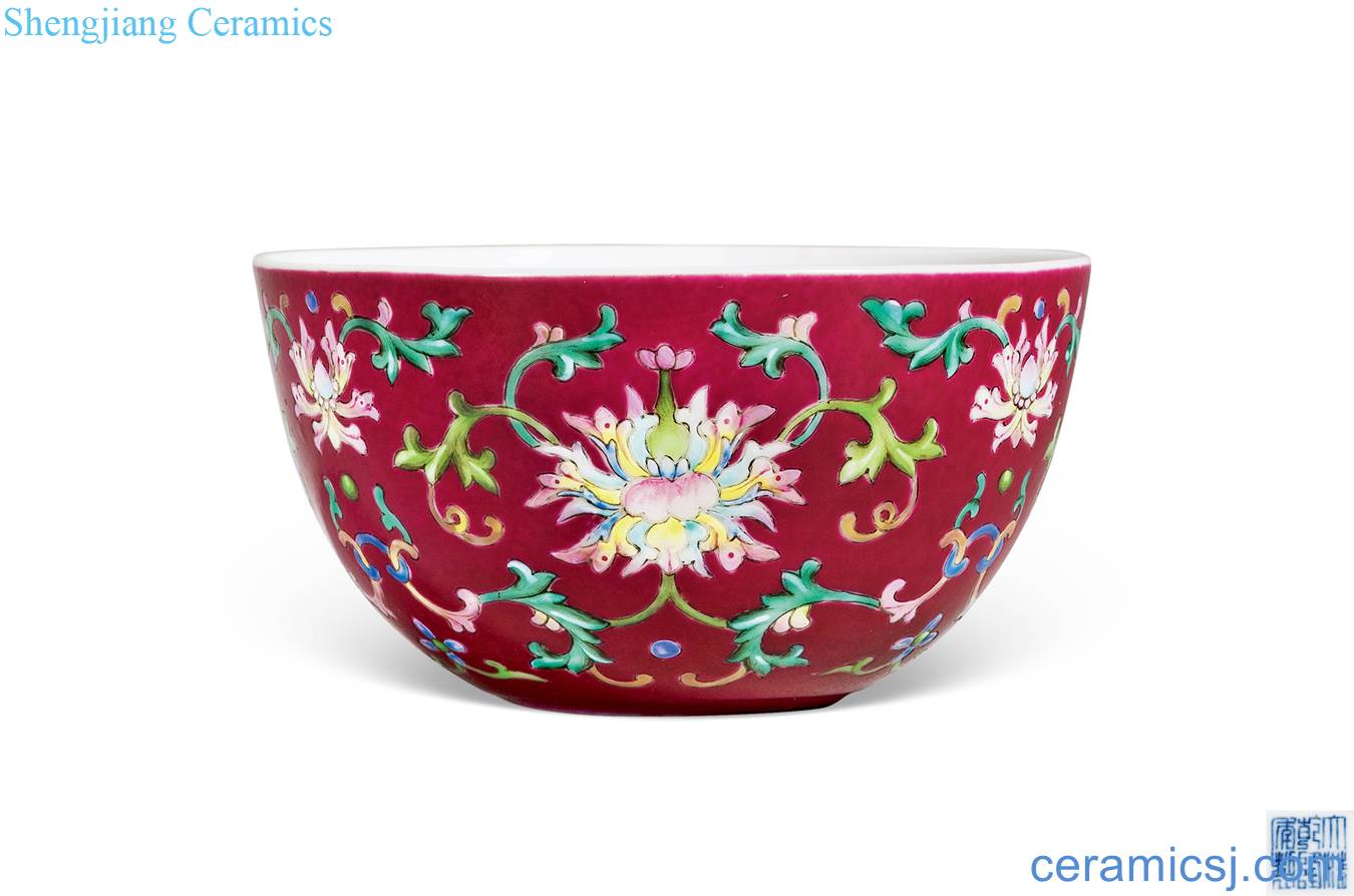 Qing qianlong pastel flowers cup carmine