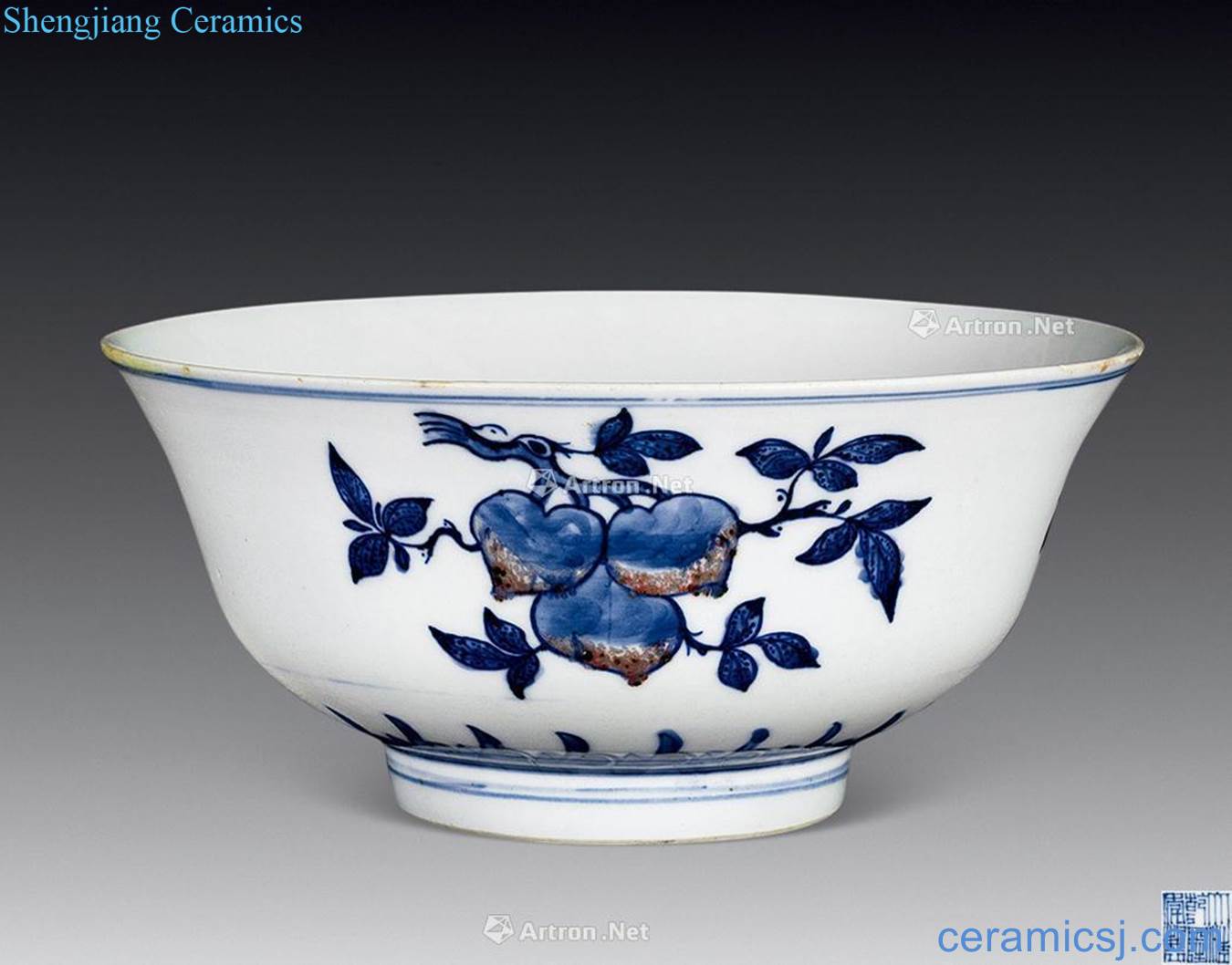 Qing dynasty blue-and-white youligong sanduo green-splashed bowls