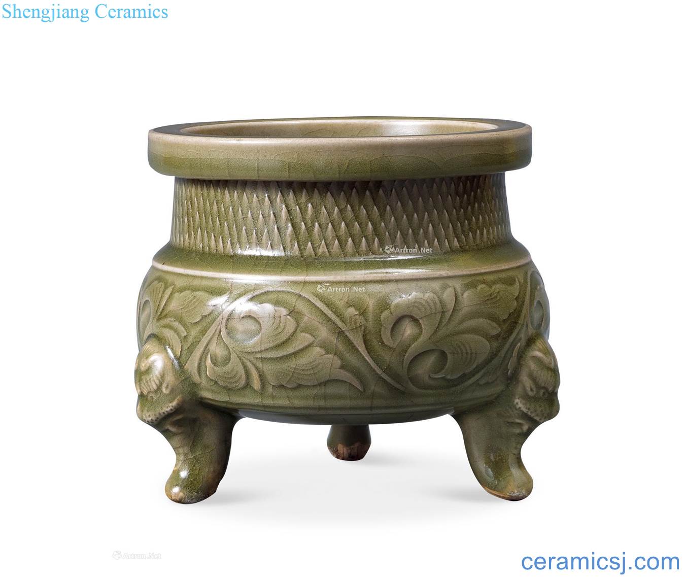 Song yao state kiln score peony grains furnace with three legs