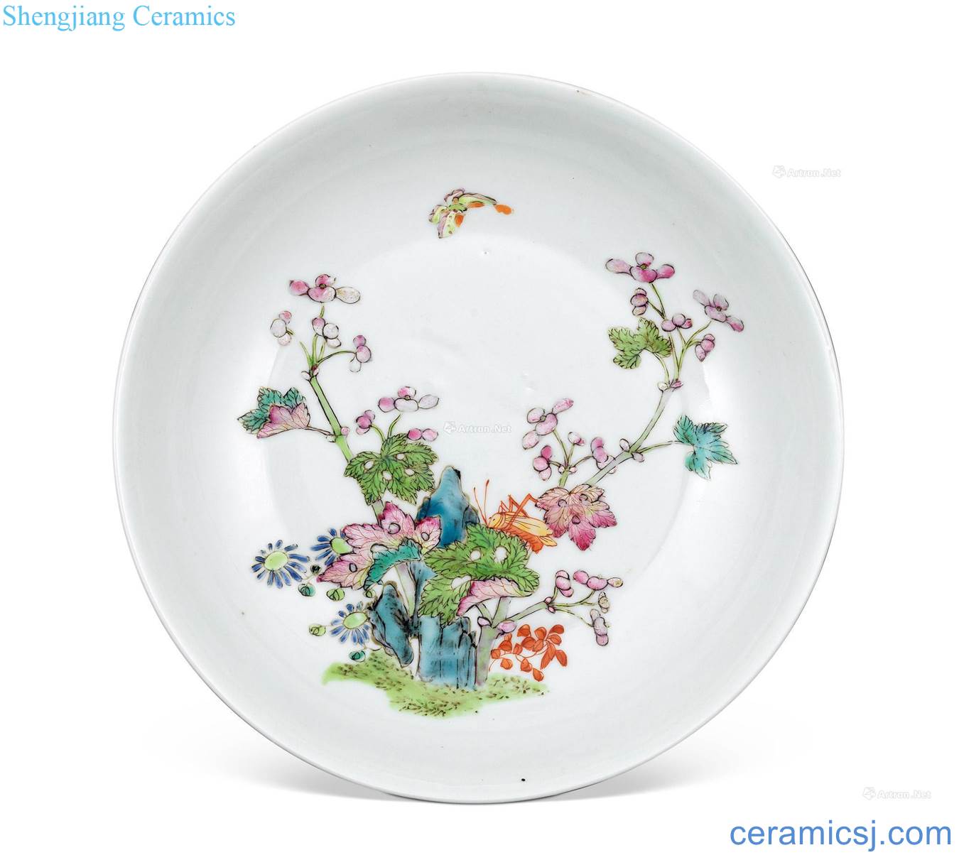 Mid qing pastel flowers tray