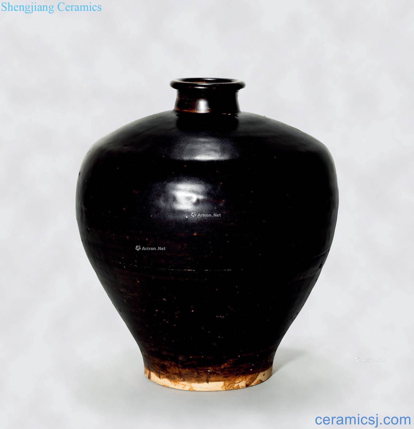 The song dynasty jizhou kiln system The black glaze plum bottle