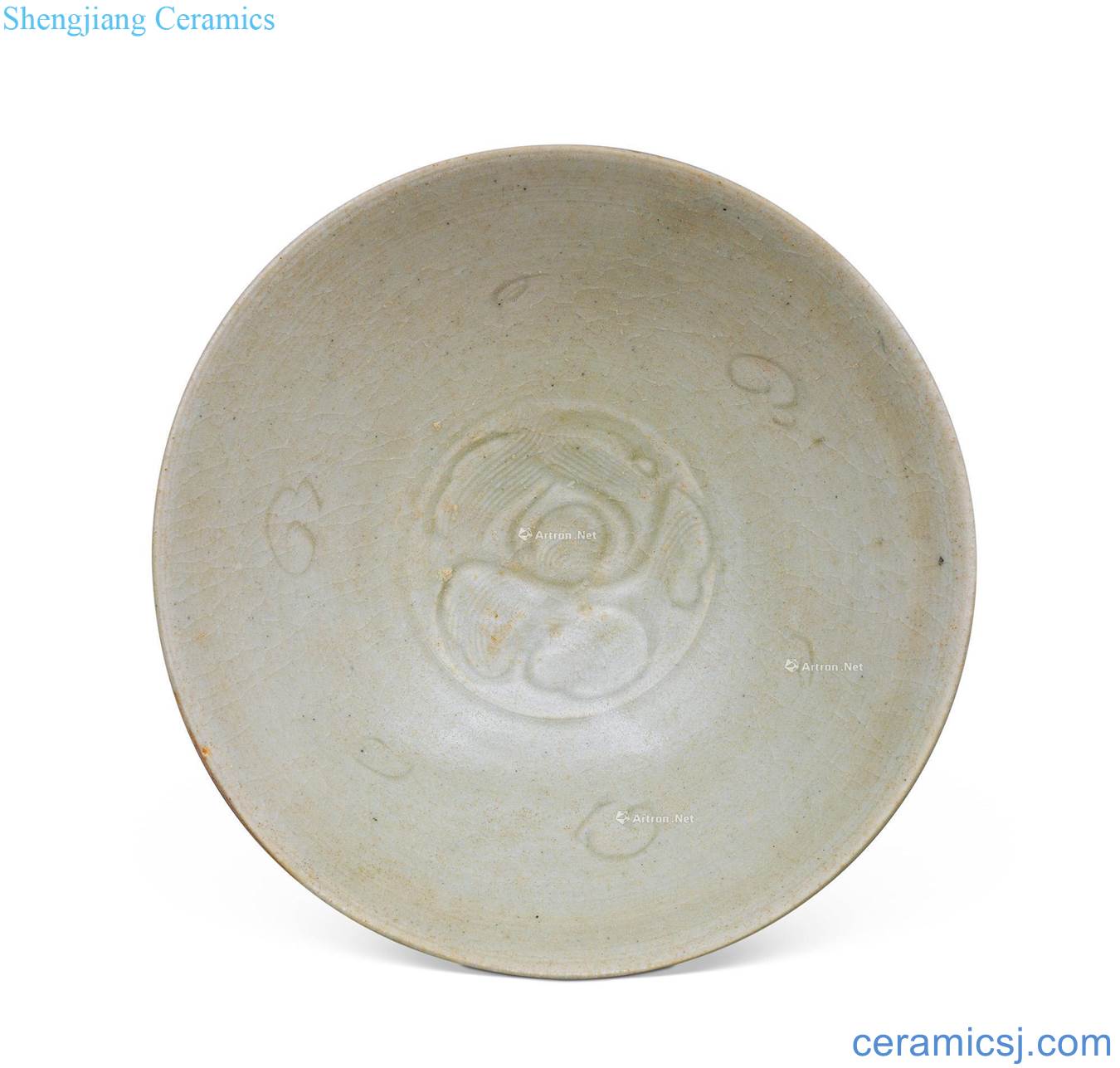 Song and yuan Nan fung kiln green bowl white glazed carved decorative pattern