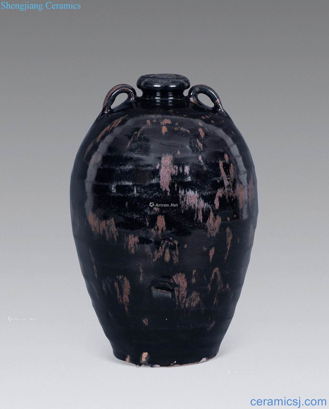 The song dynasty State of magnetic ink glaze brown class double ears