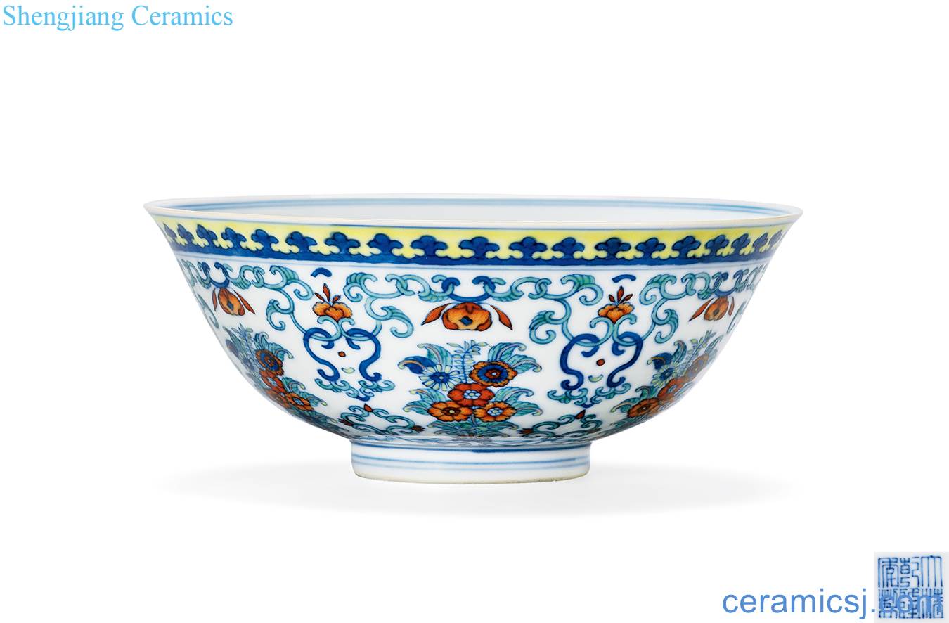 Qing qianlong bucket color flower bowls
