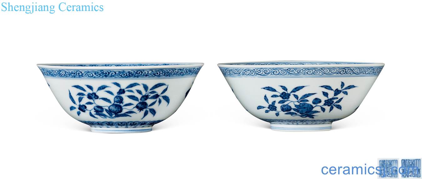 Qing daoguang Blue and white flowers green-splashed bowls (a)