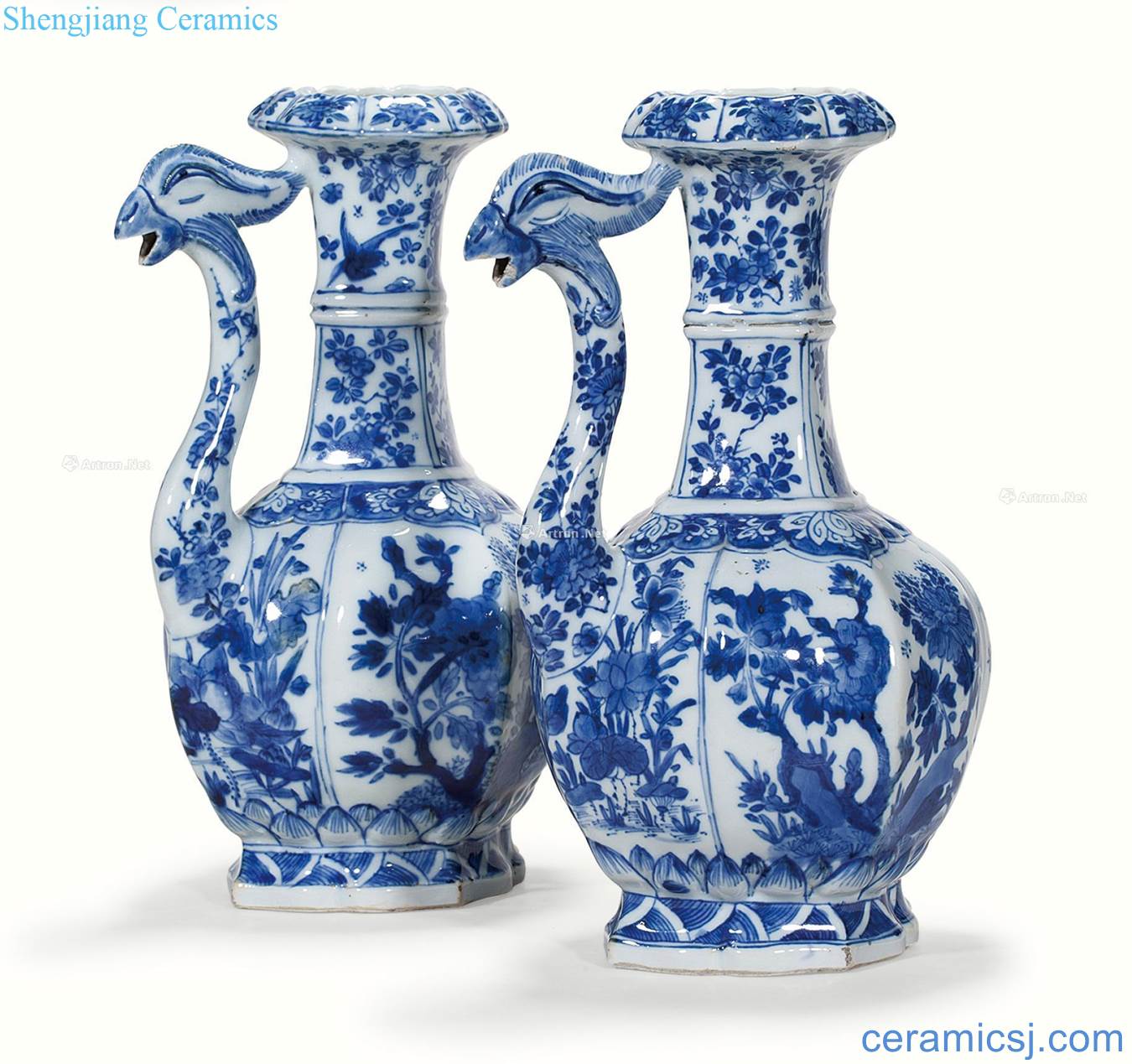 The qing emperor kangxi Blue and white flowers and birds figure melon leng fung first pot of (a)
