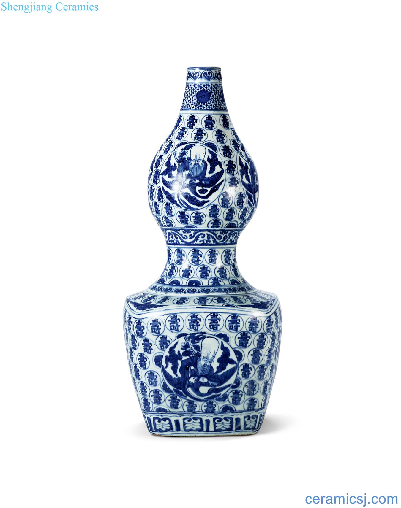 Ming jiajing Blue long-lived once-ler shou wen gourd bottle