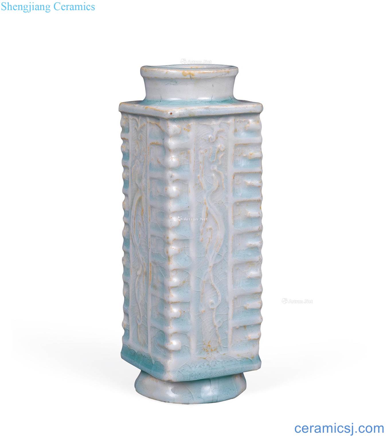 The song dynasty Blue white porcelain left dragon kiln cong type bottle