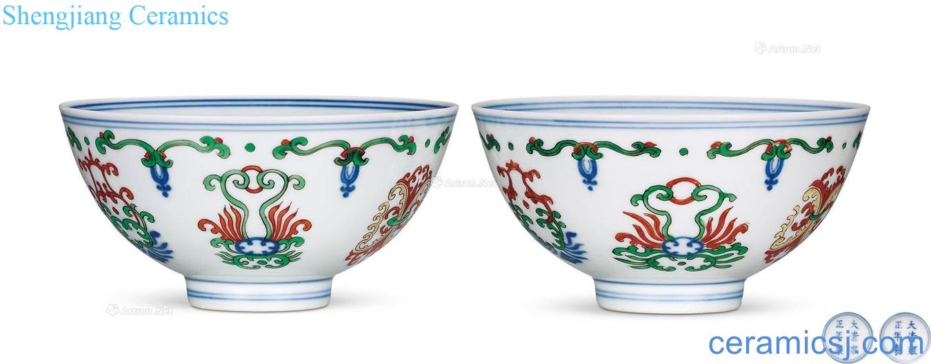 Qing yongzheng bucket color honeysuckle green-splashed bowls (a)