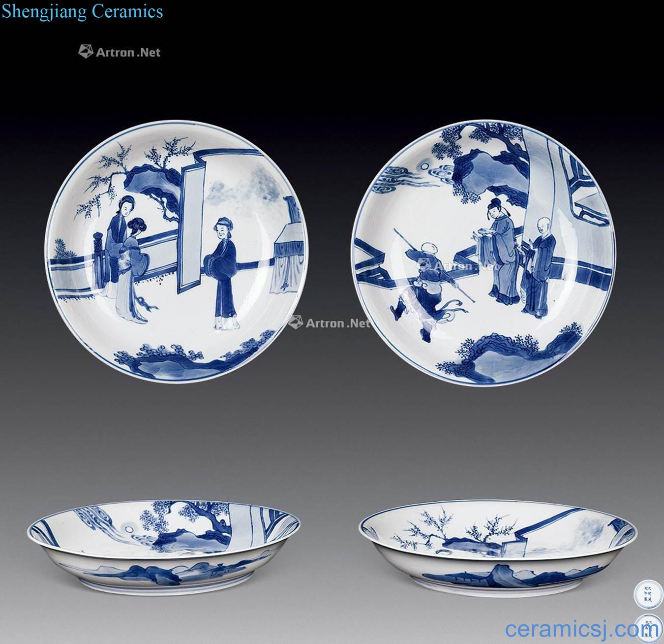 The qing emperor kangxi Blue and white stories of west chamber plate (a)