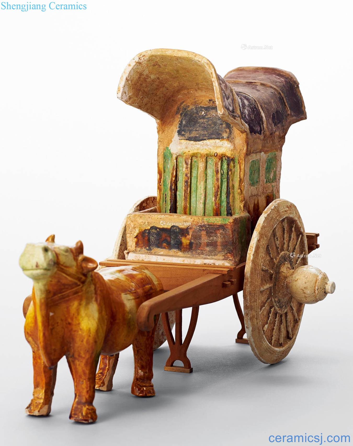 Tang three-color bullock carts