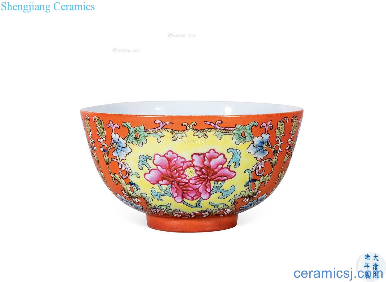 Guangxu coral red color the flowers small bowl