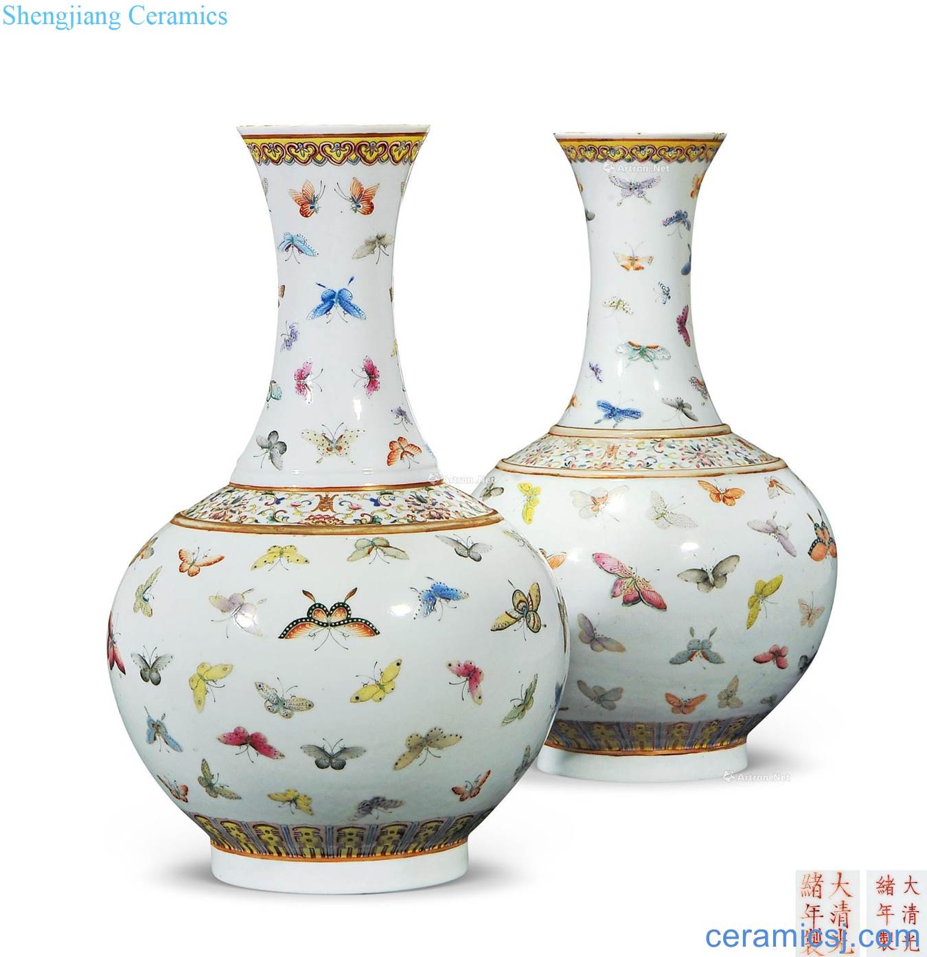 Pastel reign of qing emperor guangxu the butterfly TuShang bottle (a)