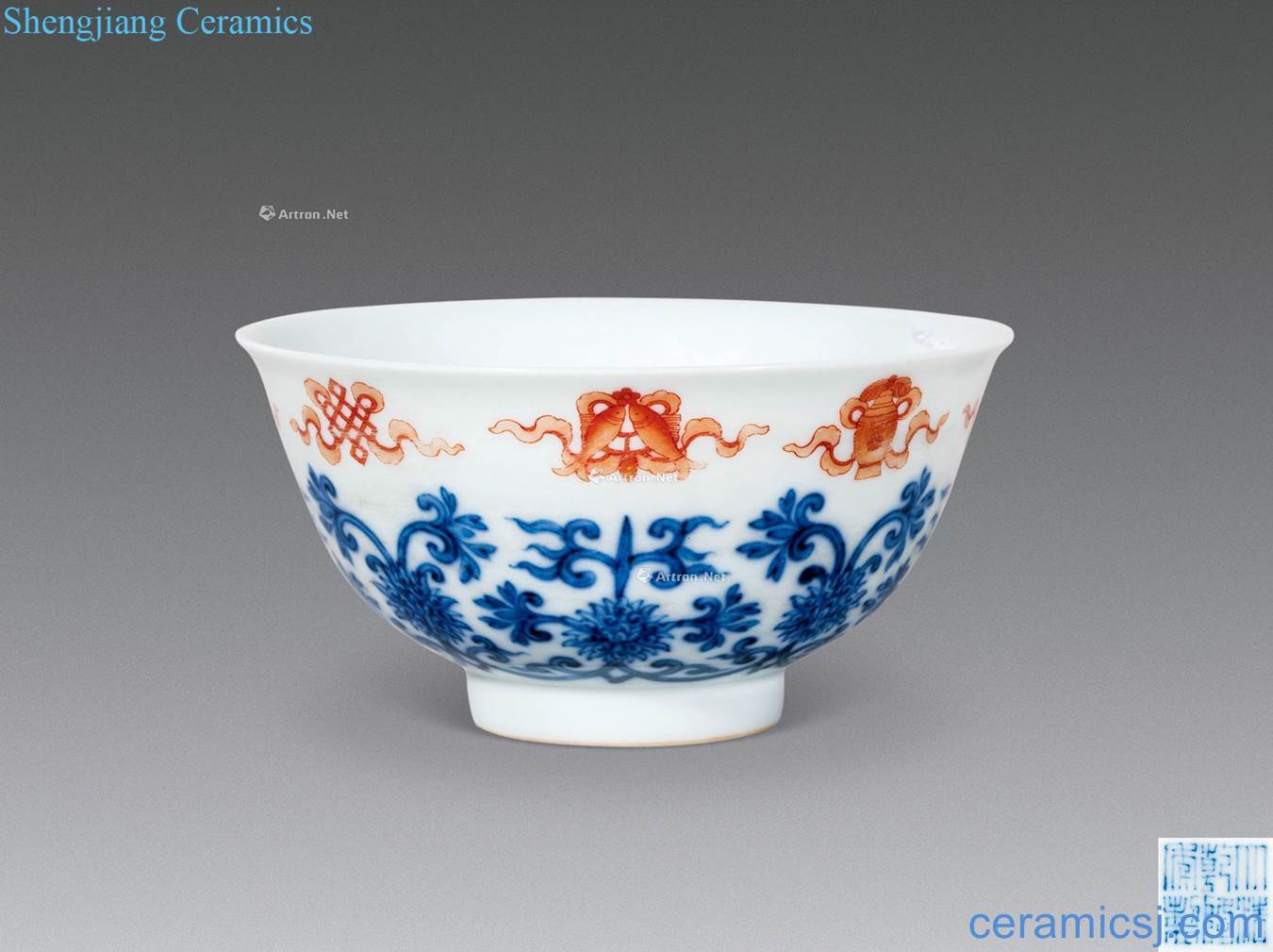 Emperor qianlong Blue tie up branches in a bowl