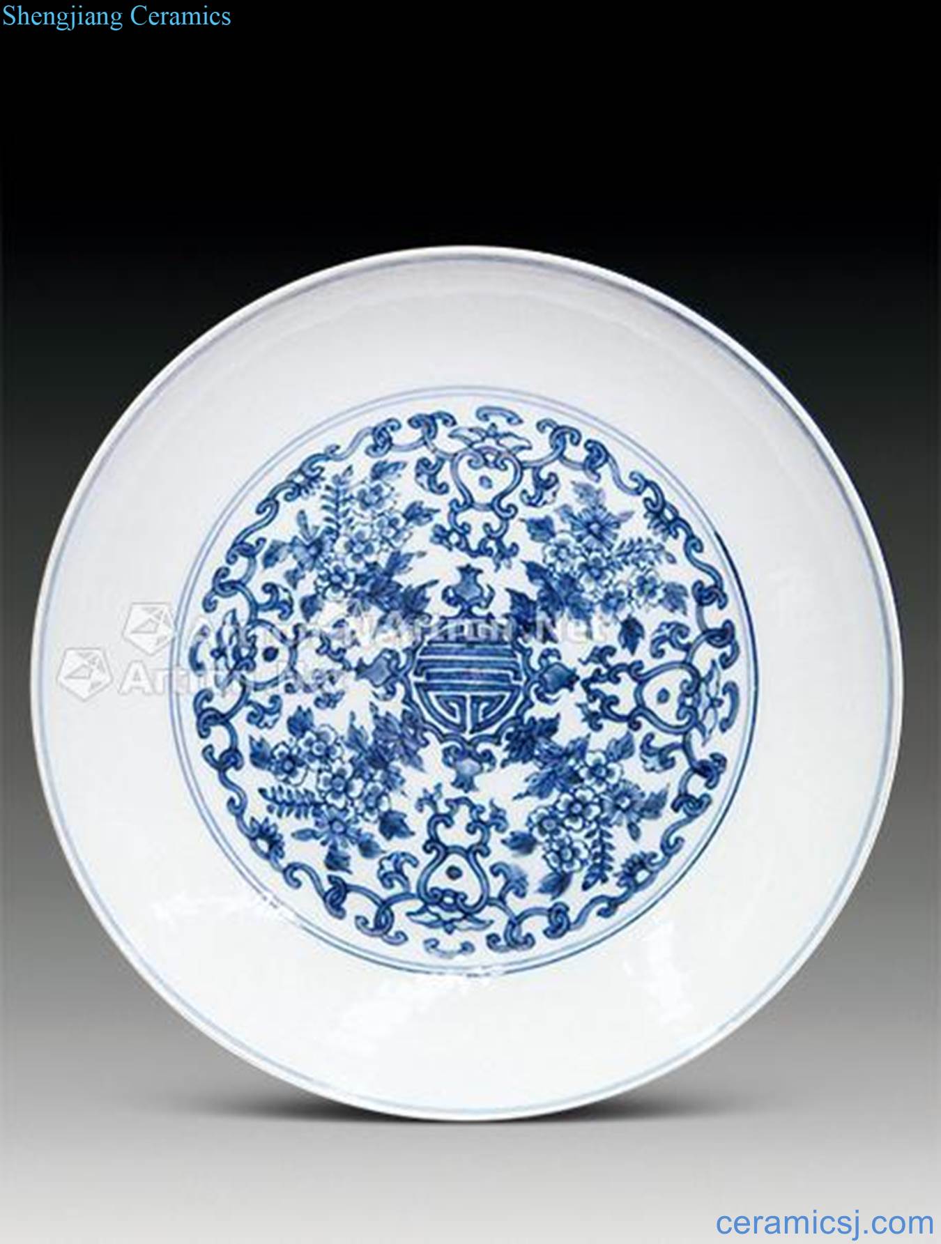 Qing qianlong Blue and white flower disc