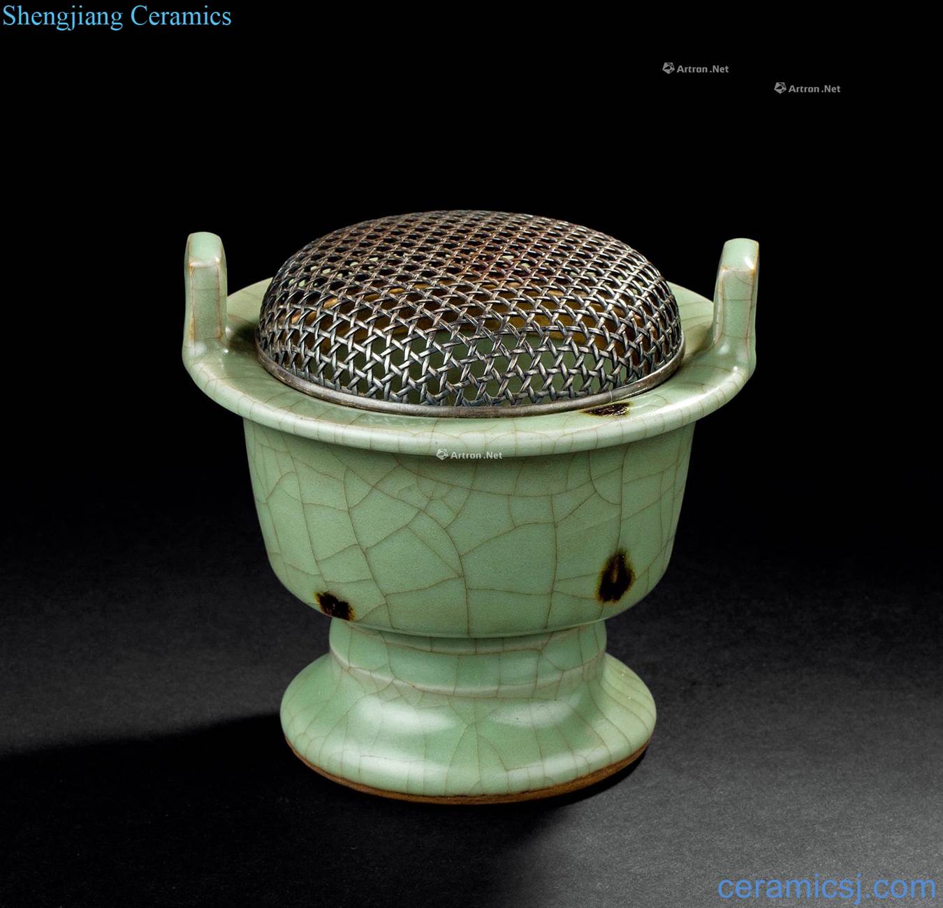 The yuan dynasty (1279-1368) iron spot glaze ears incense burner