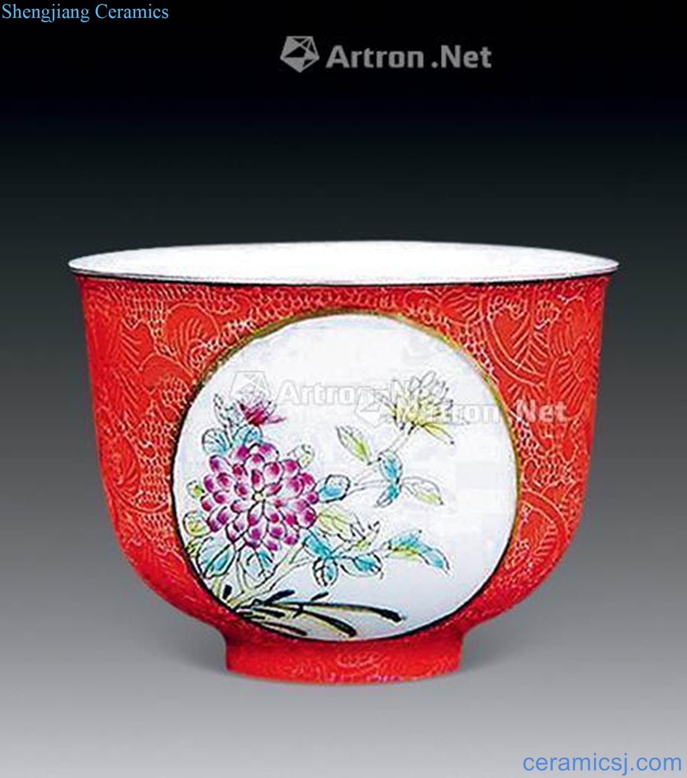 Pastel paint needle carving grain window flower cup