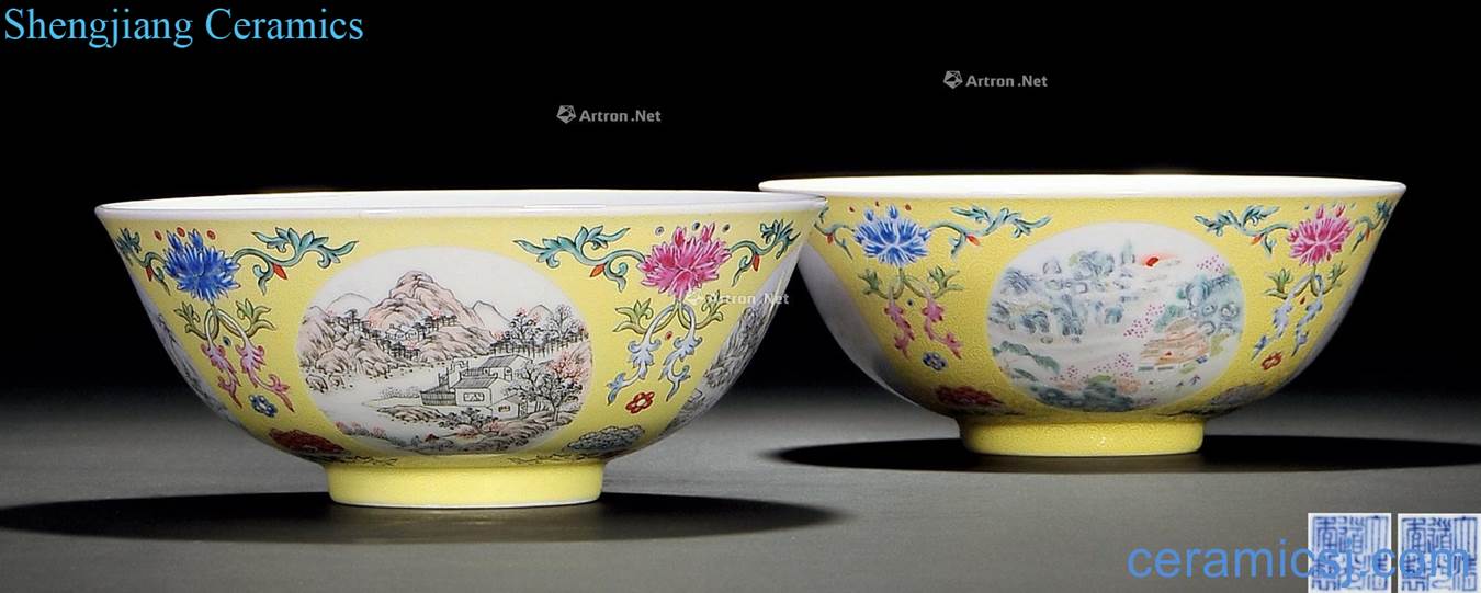 Clear light yellow in pastel rolling road, the four seasons figure bowl (a)