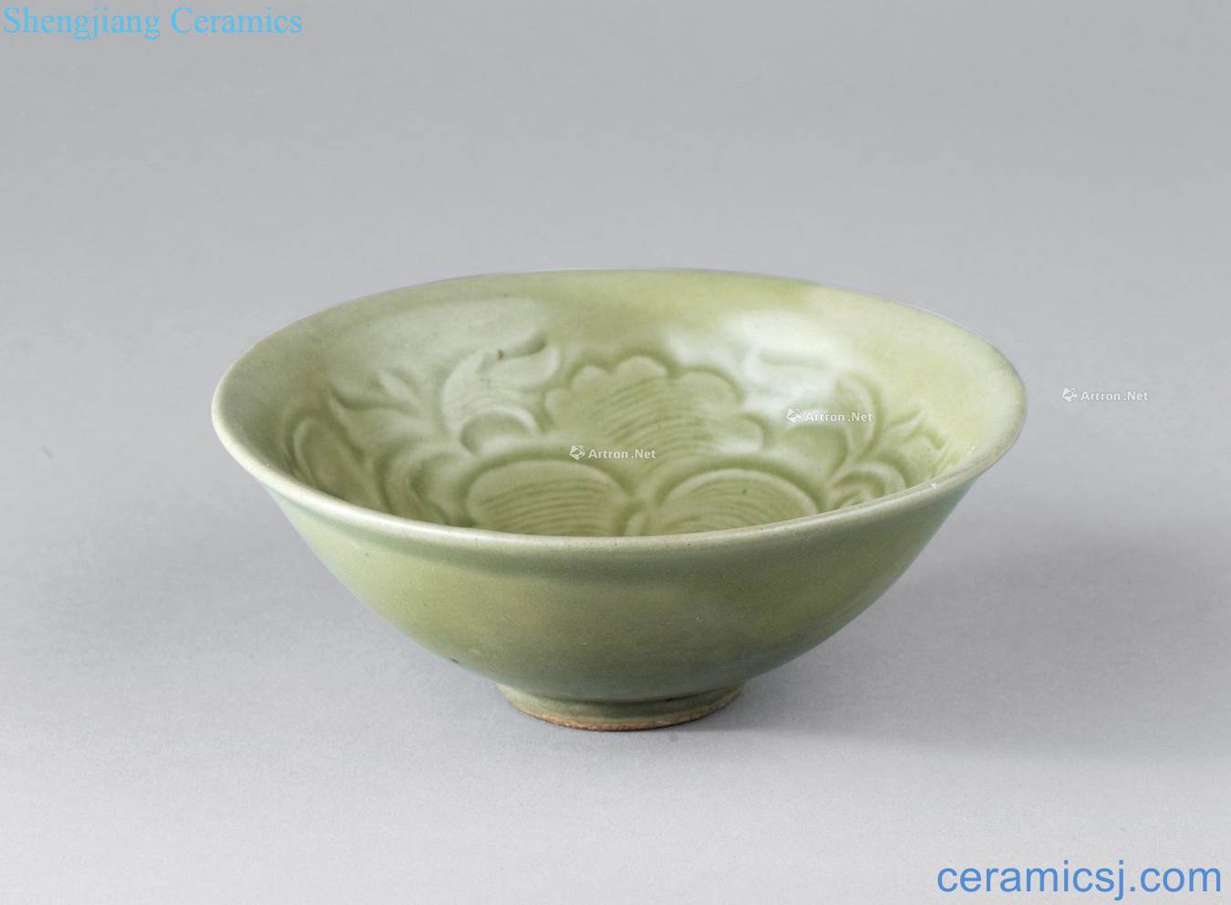 Jin (1115-1234), yao state kiln carved flowers green-splashed bowls