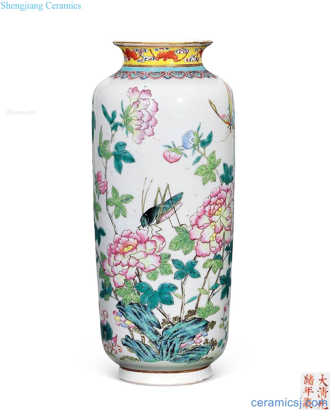 Pastel reign of qing emperor guangxu lantern grasses and flowers
