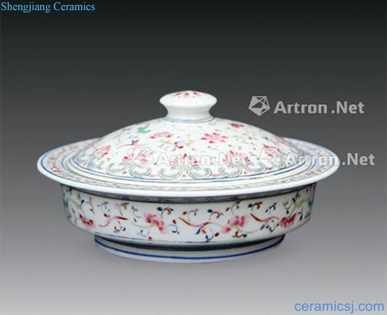 Qing qianlong year pastel flowers cover plate