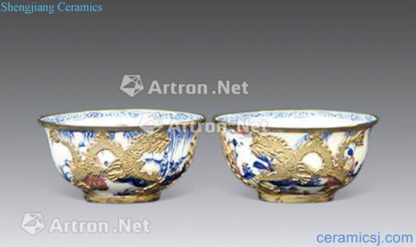 Ming xuande Blue and white youligong with fine gold dragon bowl (a)