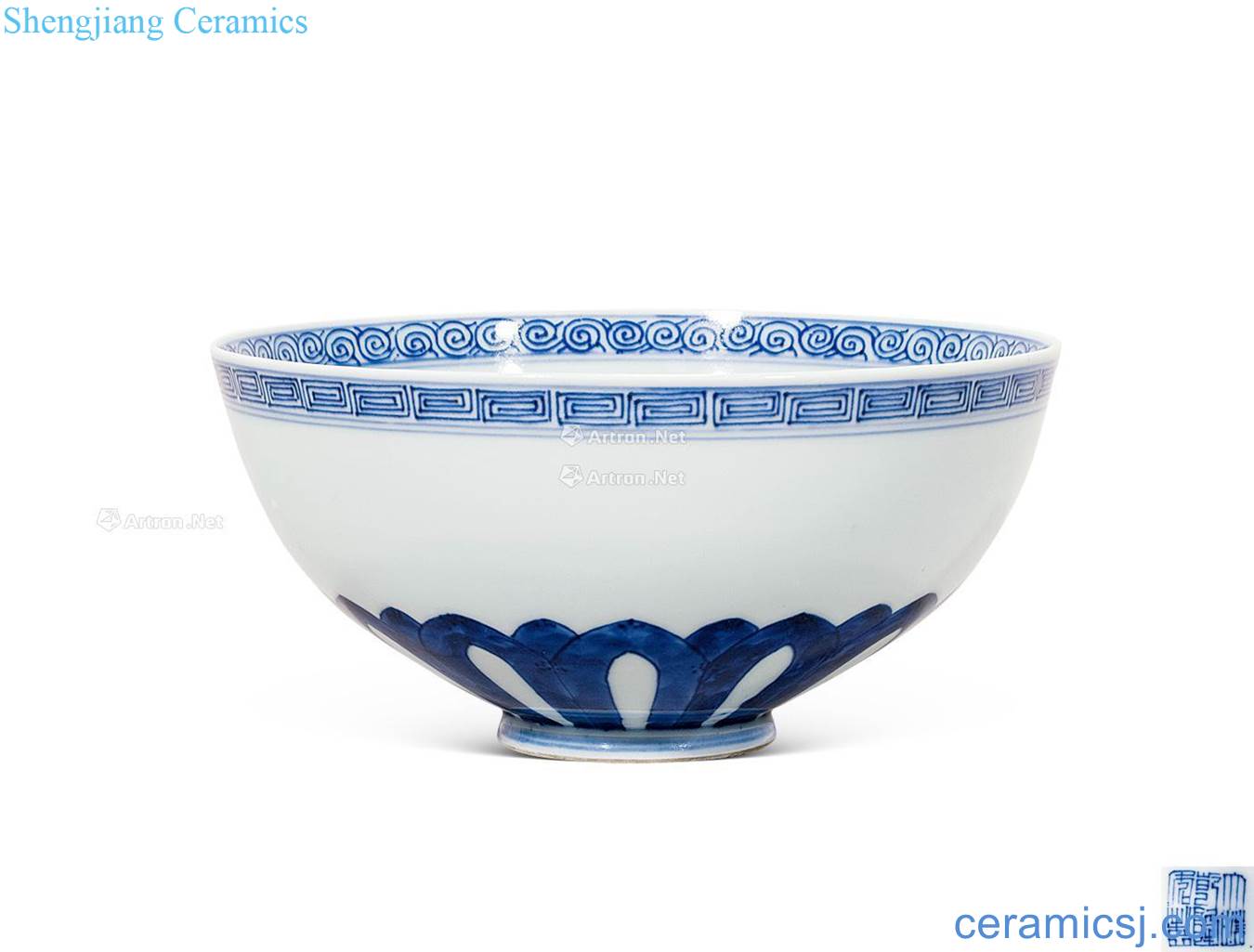 Emperor qianlong Blue and white lotus grain heart bowl